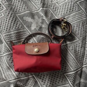 Longchamp Le Pliage Original Bordeaux Red Cosmetic Bag With Handles